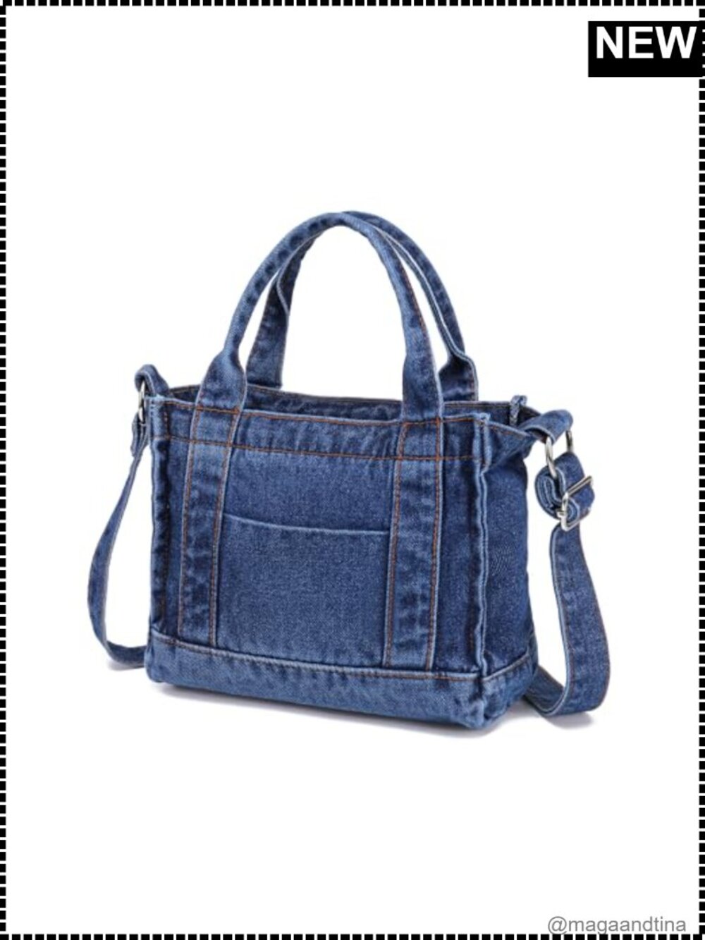 Denim Purse Small Jean Tote Bag Two Straps Crossbody Shoulder Handbag